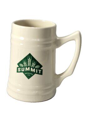 Vintage Summit Brewing Co St Paul MN Ceramic Beer Stein Mug Cream Green Logo